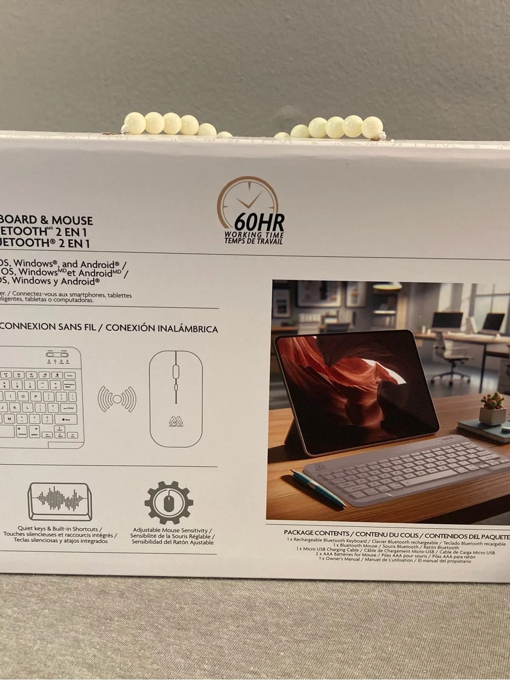 White Bluetooth Wireless Keyboard & Mouse Combo